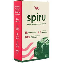 “SPIRU” frozen spirulina algae. 
